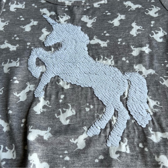 Lily Bleu Sz 8 Girl’s Unicorn 3/4 Ruched Sleeves Gray - Picture 8 of 9